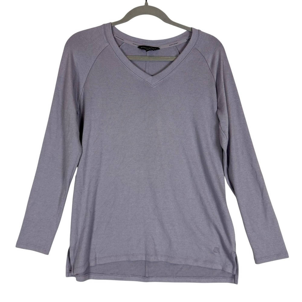 Banana Republic Shirt Womens S Purple Rayon Blend V Neck Long Sleeve Basic